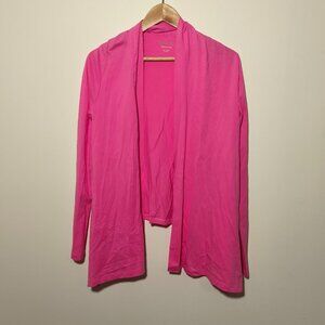 Lilly Pulitzer 100% Pima Cotton Open Front Tunic Cardigan sz M Pink Beach Lounge